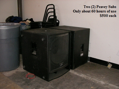 Two (2) Peavey Subs   
Only about 60 hours of use   
$500 each